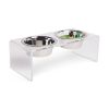 Acrylic Double Feeder w/ 2 Stainless Steel Insert bowls - Clear